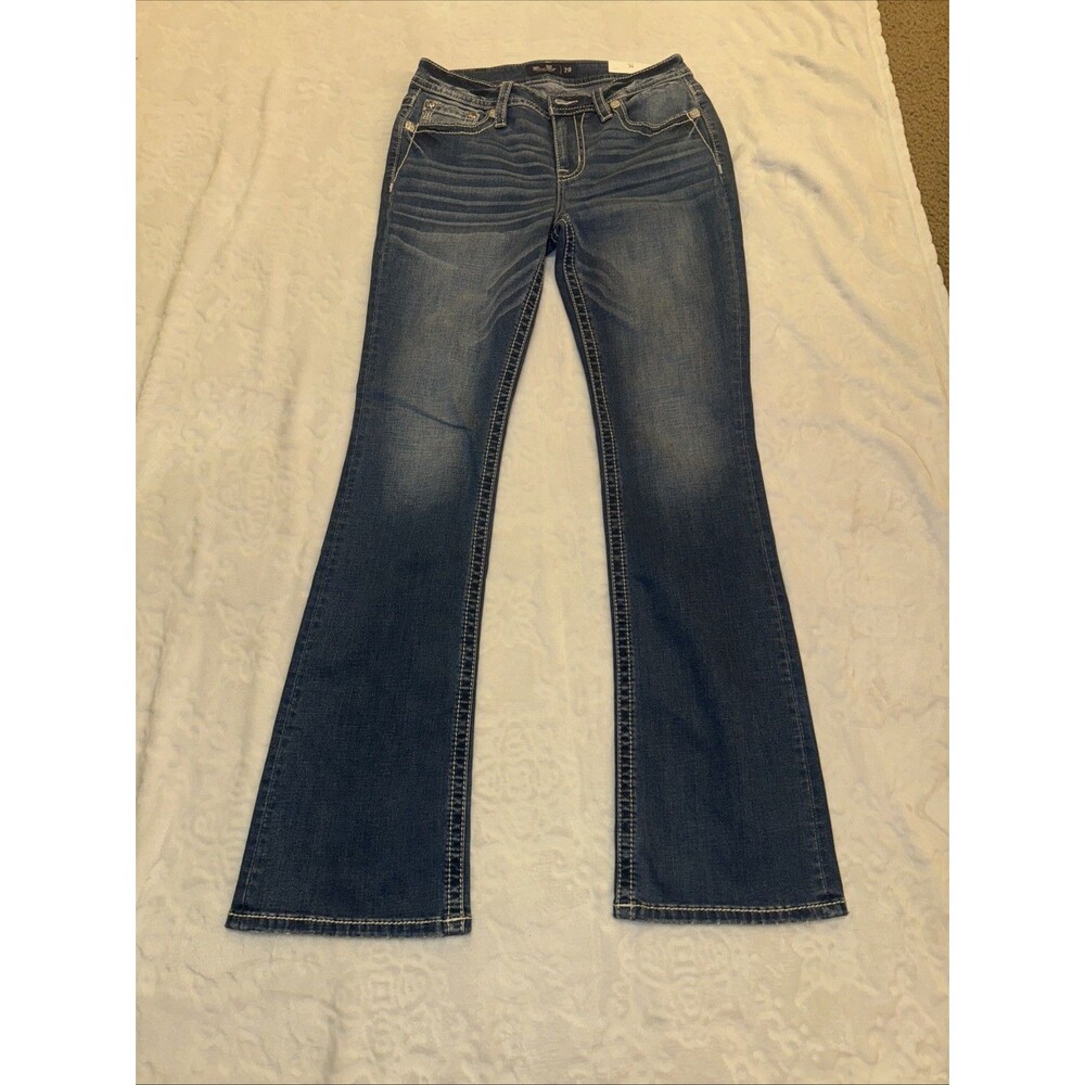 Miss Me Jeans, Slim Boot Women's Size 29 Blue, Denim, Gems Back Pocket, Flared - Picture 11 of 16